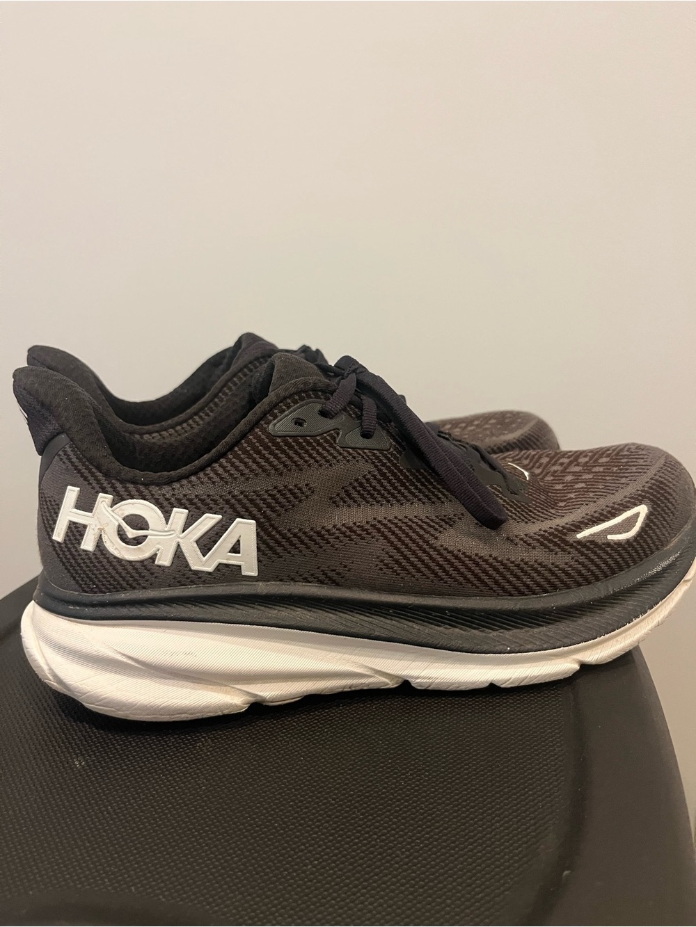 Hoka Black and White Running Sneakers